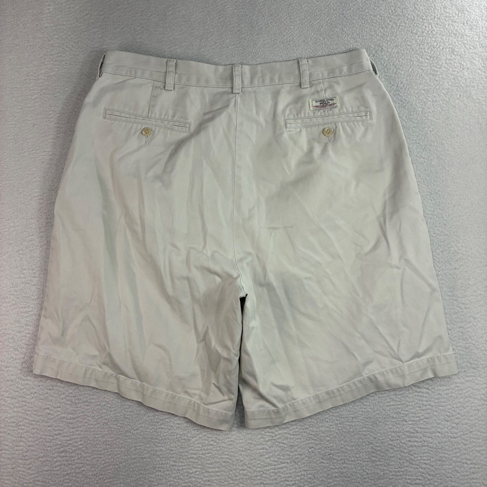 Polo Ralph Lauren Tyler Chino Short Men 35x8 Beige Pleated Preppy Vintage Summer
